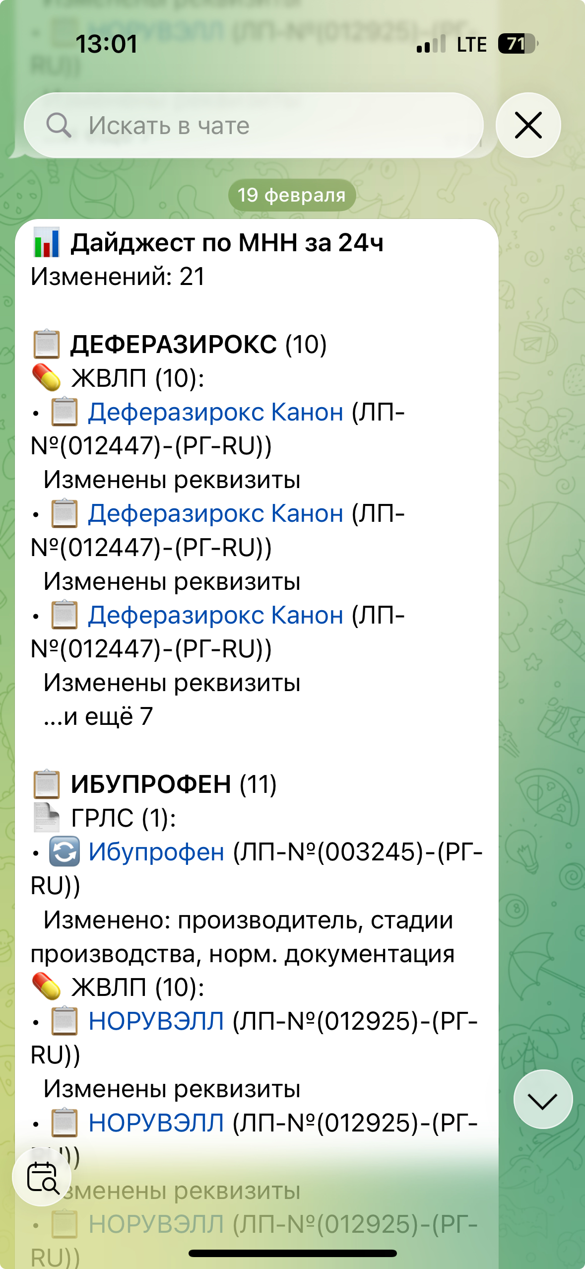 Дайджест изменений по МНН в Telegram